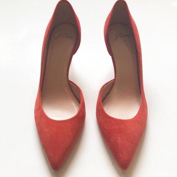 J Crew, D'Orsay, Pointed Toe, Orange, Suede Heels, Size 8.5, NWOB, appx 2.3/4" - Picture 5 of 16